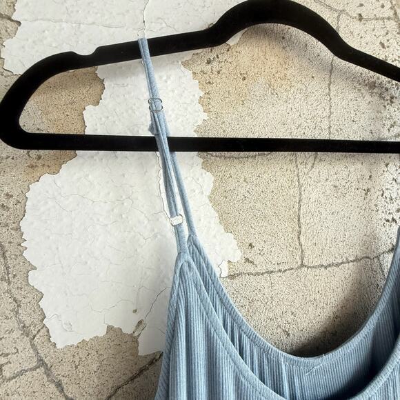 Superdown Dress Ribbed Bodycon Midi Slip Light Blue Adjustable Straps Size L - Picture 5 of 7